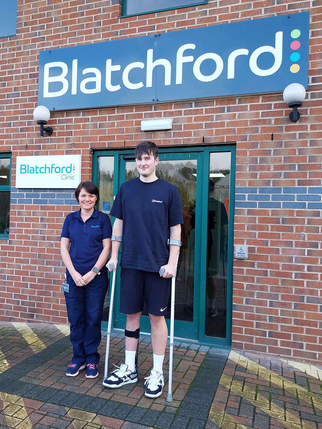 Fin receiving his Turbomed footdrop brace at our Blatchford clinic